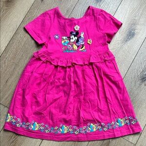 Vintage 90s Girls Minnie Mouse Pink Dress Size 6x Disney Store Spring